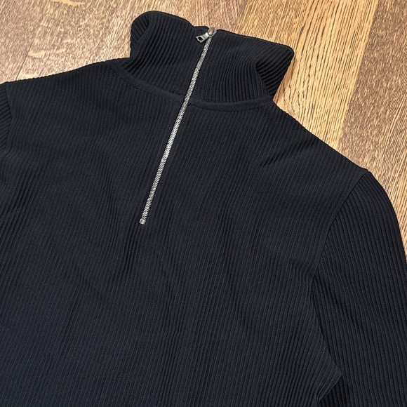 Nina Ricci Reverse 1/4 Ribbed Mock Neck Viscose Stretch L/S Shirt Womens Medium - Picture 6 of 11